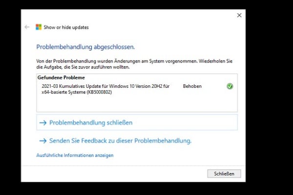 Microsoft Update ausblenden und weiße Streifen verhindern